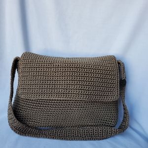The Sak Tan Crochet Shoulder Bag /Silver Hardware